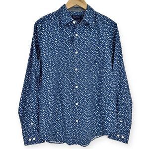 Nautica NWT‎ Floral Print Button Down Stretch Shirt Navy White Pattern Size M